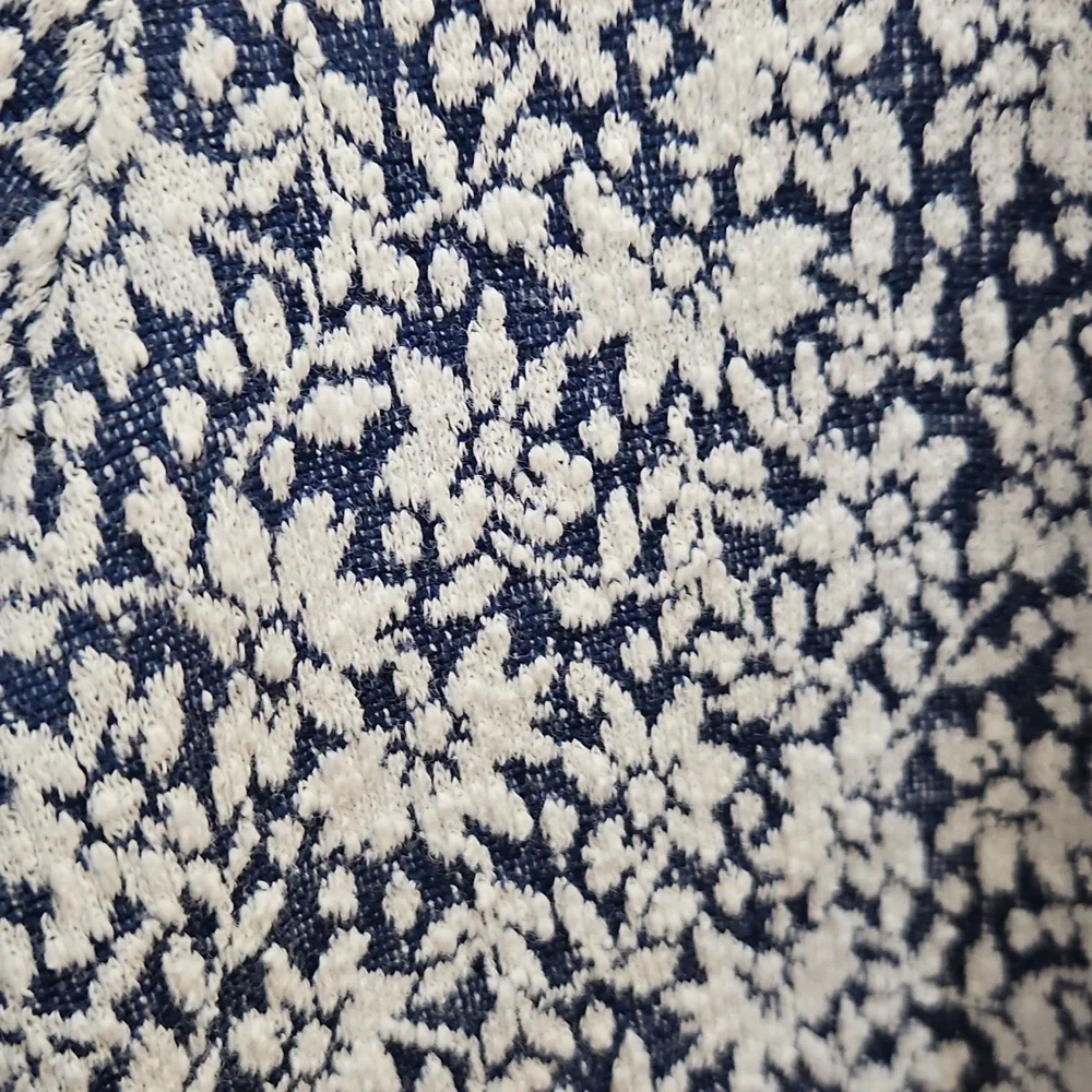 Madewell Blue Embossed Floral Square Neck Top Sz M